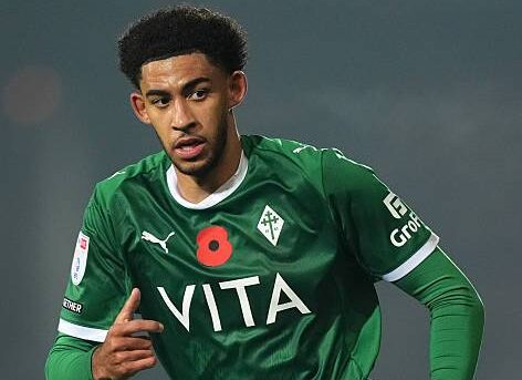 Stockport County's Tyler Onyango during the Sky Bet League One match at Vale Park, Stoke on Trent. Picture date: Monday October 27, 2025. (Photo by Mike Egerton/PA Images via Getty Images)